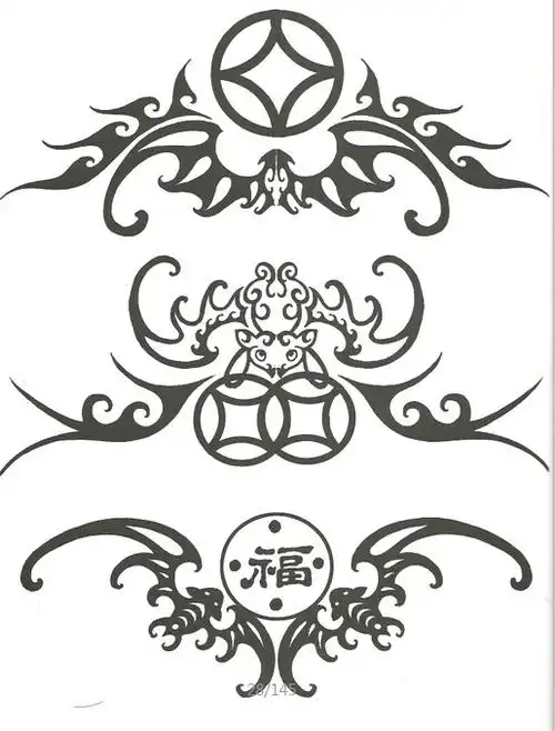 中国图腾蝙蝠纹身