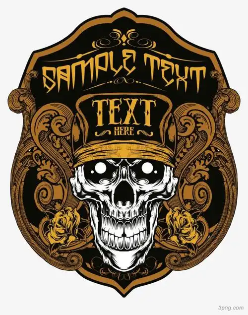 欧美复古骷髅头png素材透明免抠图片-节日元素