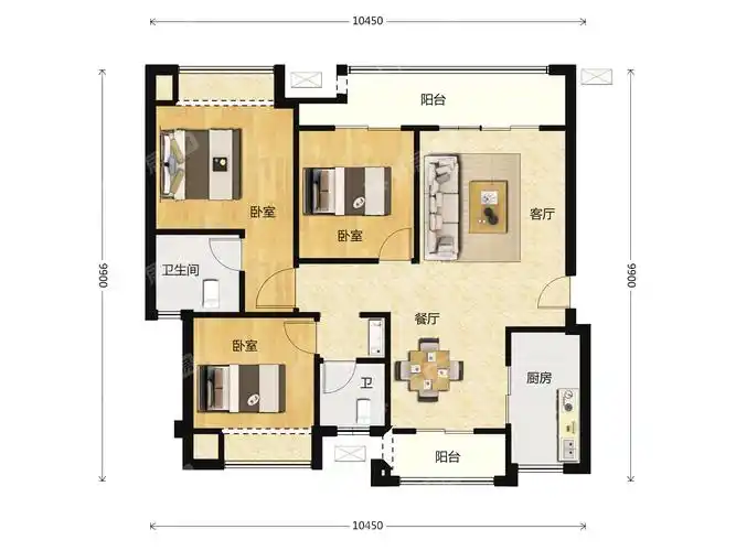 保利大国璟楼盘-3室户-户型图