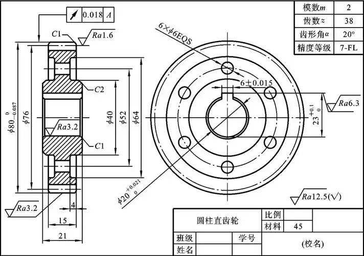 直齿圆柱齿轮的规定画法
