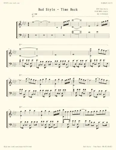 钢琴谱:bad style - time back
