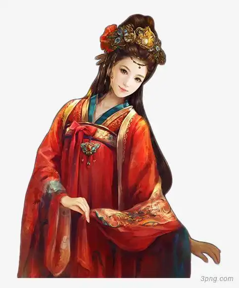 古风红衣美人png素材透明免抠图片动植人物