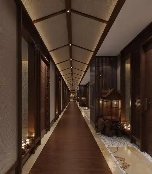 洗浴会所中式装修效果图赏析以人文健康休闲放松为设计