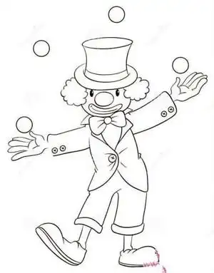 拿伞表演的小丑简笔画图片