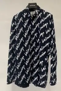 代购balenciaga/巴黎世家 22ss满身弹幕签名字母logo印花衬衫男女
