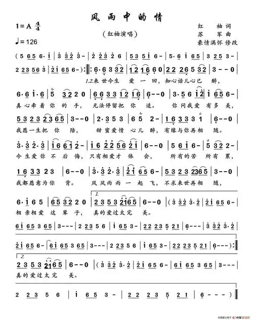 风雨中的情简谱