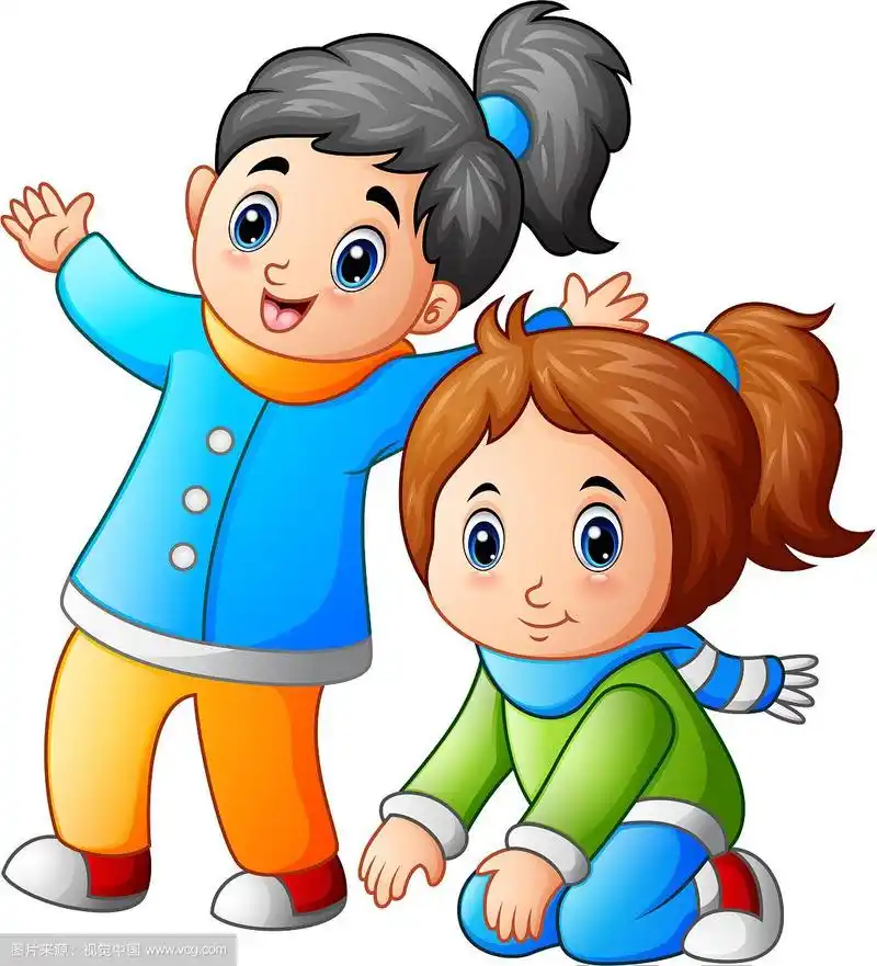 快乐的两个小女孩