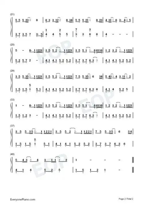 回到夏天-简单版-希望大家遇到一个能永远陪你过夏天的人双手简谱预览