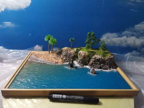 沙盘造景diy手工模型场景风景草地仿真瀑布摆件