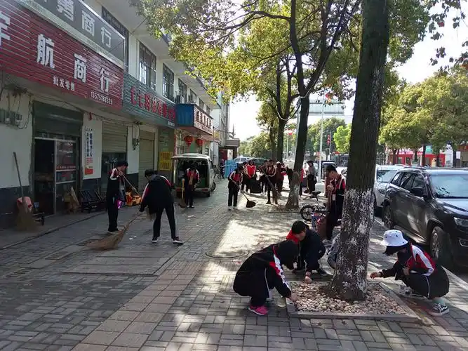 桃花源一中:师生志愿者开展武陵路清扫活动