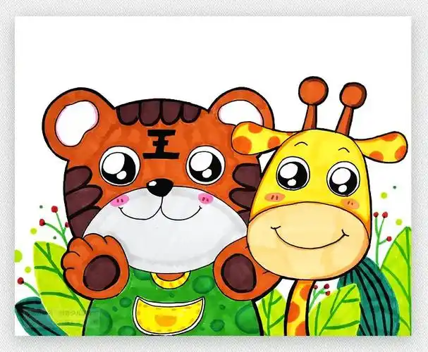 小动物的大头照儿童画水彩笔绘画教程