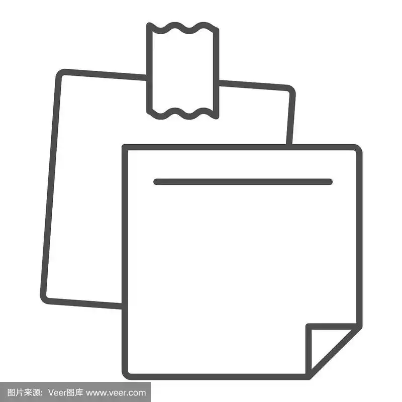 纸贴纸矢量插图孤立在白色.记事本轮廓风格设计,专为网页和应用设计.