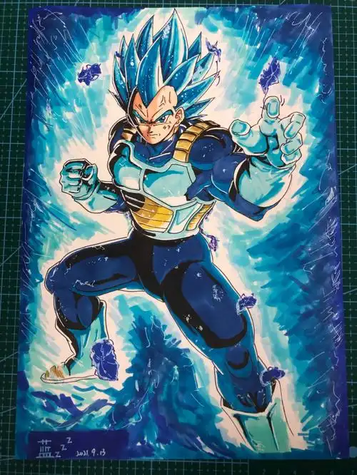 龙珠超深蓝贝吉塔马克笔手绘