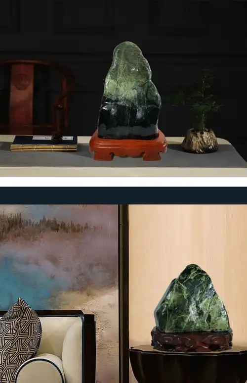 百德莱 轻奢高端泰山玉原石墨玉石敢当靠山石摆件客厅卧室玄关办公室