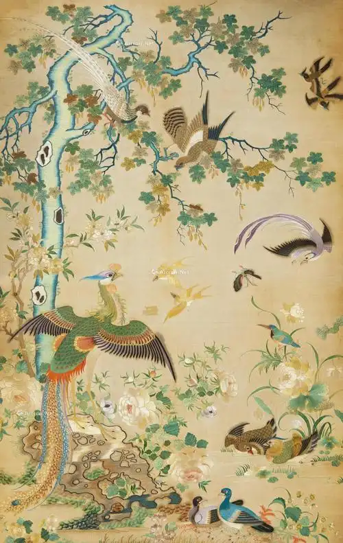 0132清广绣百鸟朝凤镜芯