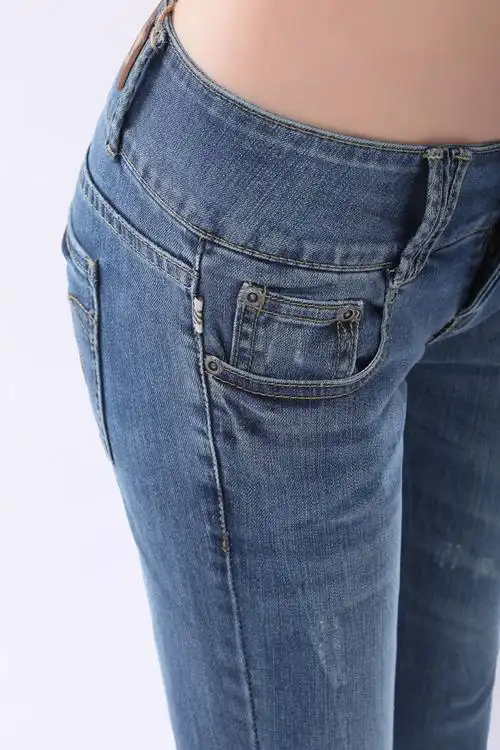 低腰微喇牛仔裤女双排扣小喇叭无弹力韩版显瘦长裤子春秋新款批发