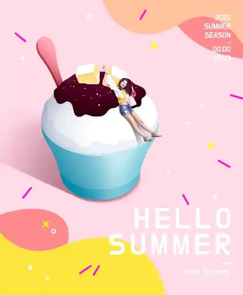 夏季主题奶昔冰淇淋促销广告海报设计