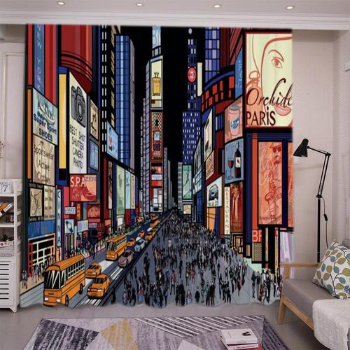 卡通动漫街道城市遮光装饰窗帘定制客厅隔断儿童卧室工作室背景布