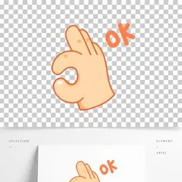 卡通手绘手势ok线条插画矢量装饰元素