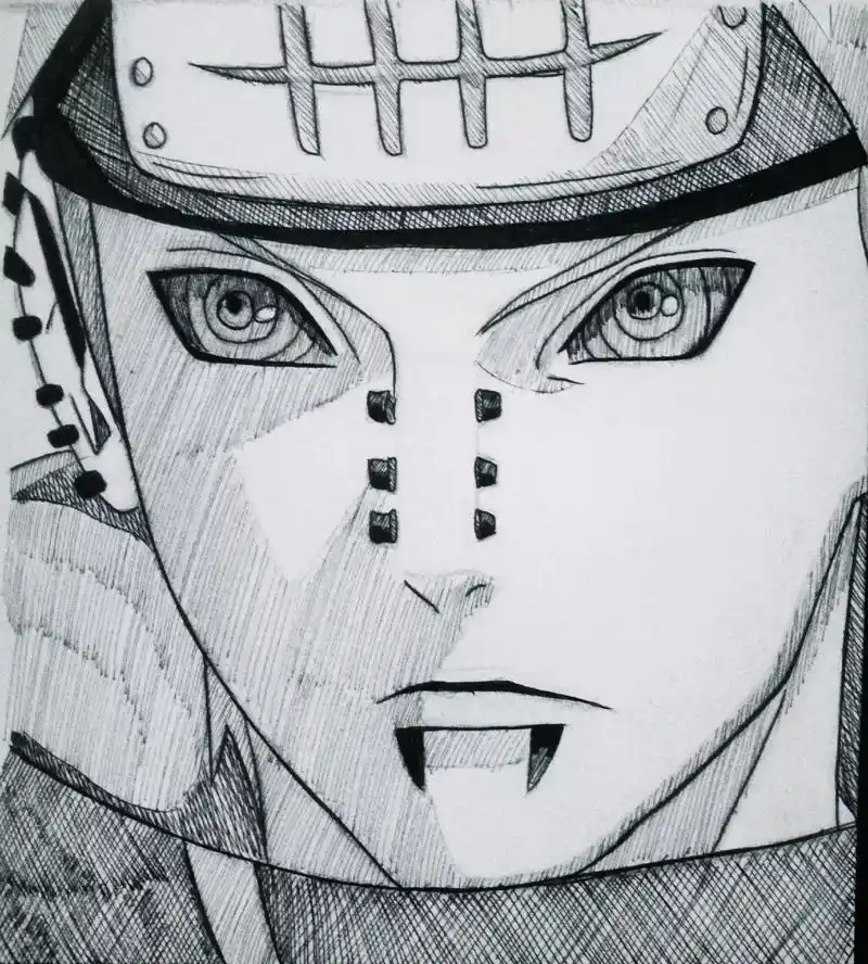 动漫手绘 #针管笔手绘 #火影忍者 #佩恩 近看不如远看 - 抖音