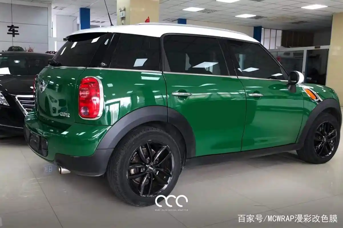 宝马mini全车漫彩改色膜亮森林绿