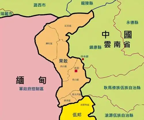 在地图上,缅甸北部主要指中缅边界上的四个自治区.