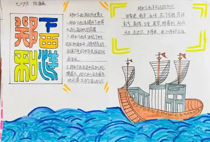 郑和下西洋手抄报图片