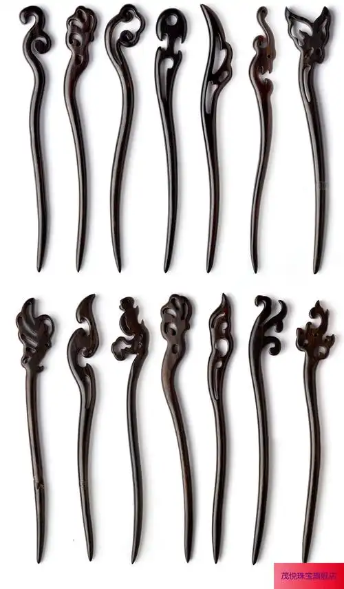 黑檀木发簪木簪子发钗汉服现代简约古风可盘发流苏步摇古代钗子女