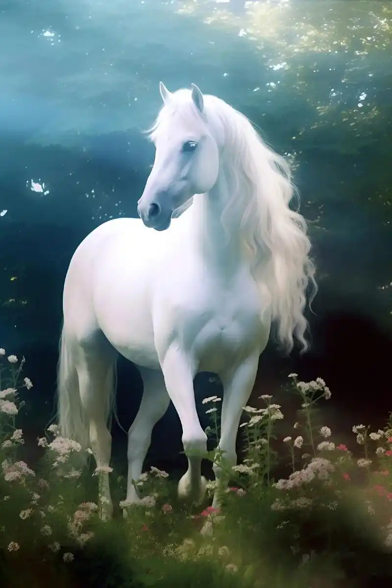 白马傲立山巅,纯洁之美令人心荡神驰.#见者好运见者发财 #马 - 抖音