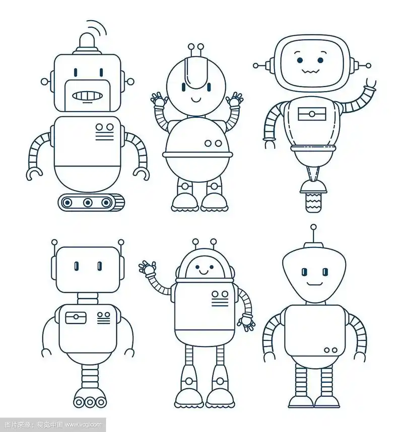 黑白相间的可爱卡通机器人