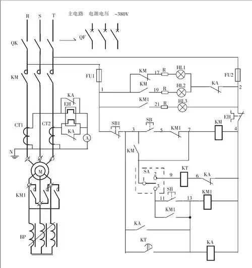 手动与自动操作的频敏变阻器启动电动机控制电路