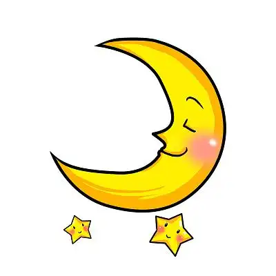 黄色卡通手绘月亮星星png素材元素