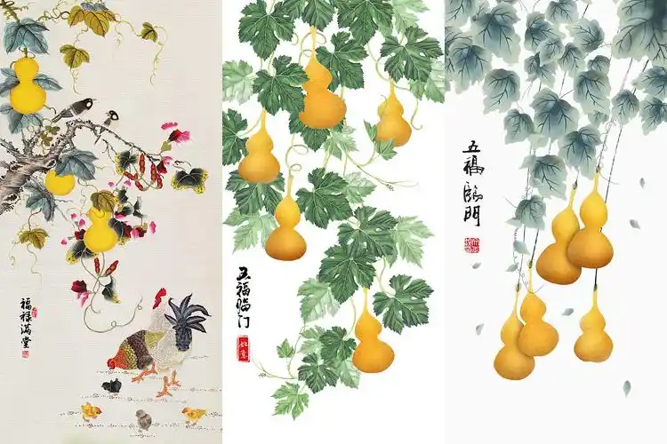 富贵吉祥九鱼葫芦荷花元素