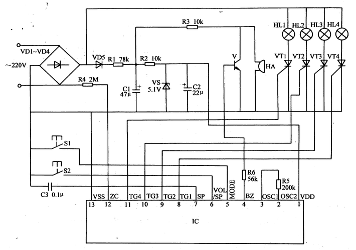 彩灯控制器电路图大全