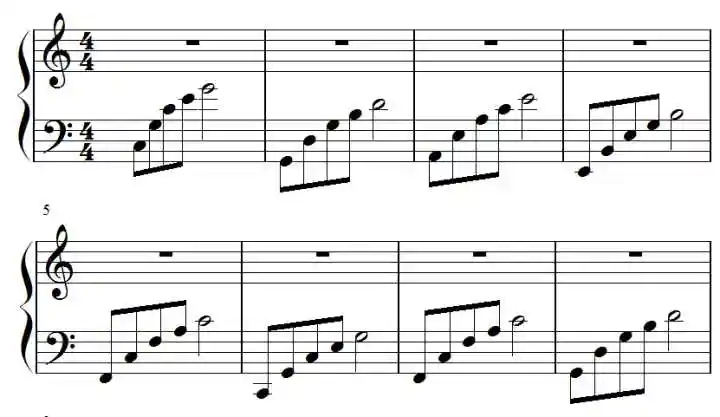 为了好听,我们把它改成分解和弦织体