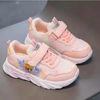 女童鞋子夏季新款时尚女孩网鞋女宝宝鞋子儿童运动鞋女粉红色26