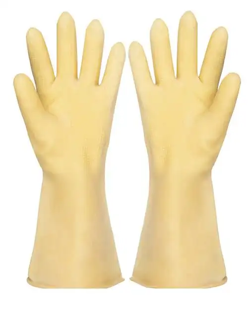 春洋乳胶手套黑色长袖橡胶皮加厚加长耐酸碱防水家务水产工业劳保