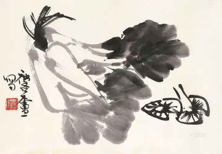 0161 白菜香菇 镜心 水墨纸本