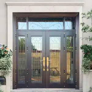 tb773257022425淘宝别墅大门双开门乡村家用进户门入户门锌合金玻璃