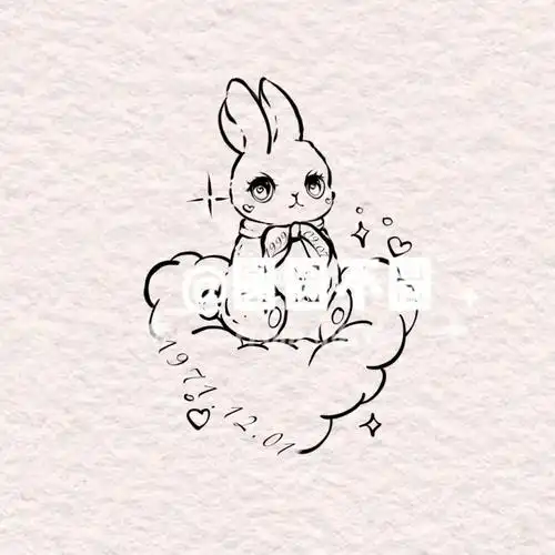 可爱小兔子纹身手稿