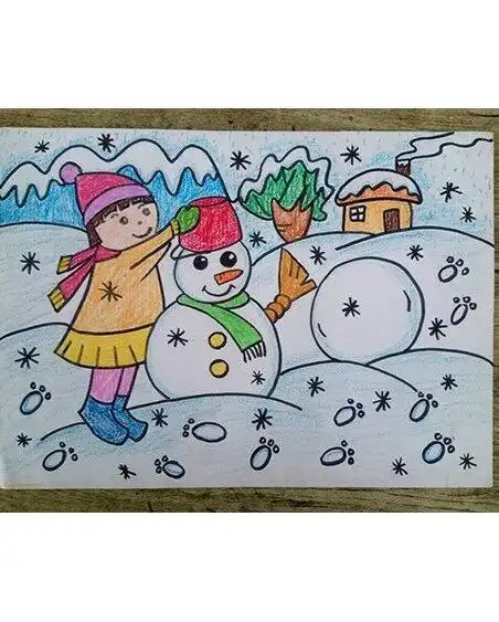 冬天雪人简笔画图片大全 儿童简笔画冬天一幅冬天漂亮简单的画儿童简