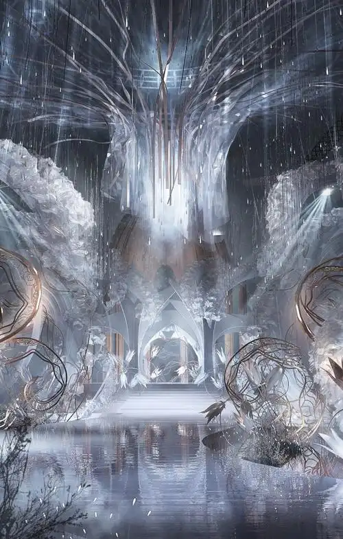 这是一组壁纸精度的奇幻风婚礼3d效果图,梦幻华丽的场景设计