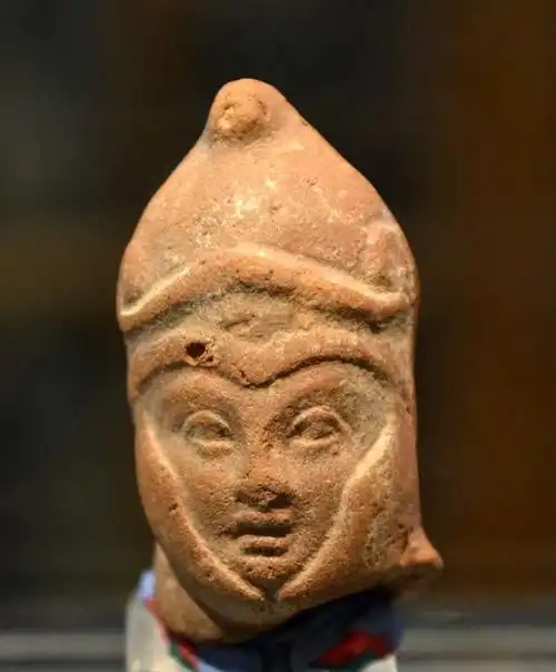 an egypto-roman terracotta head of a soldier - 3,81 cm.