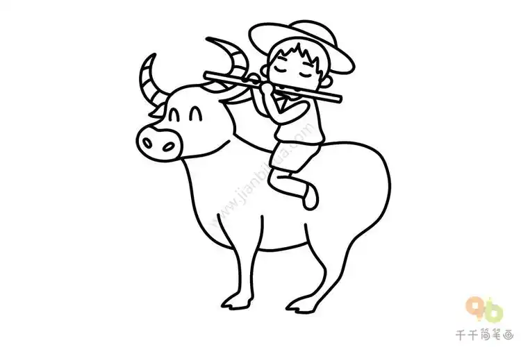 清明节牧童简笔画