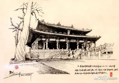 太原市著名文物古迹晋祠西部网讯  建筑是凝固的音乐,而中国古建筑
