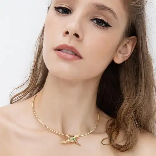 东方元素复古小鸟金属颈环项圈项链流行饰品