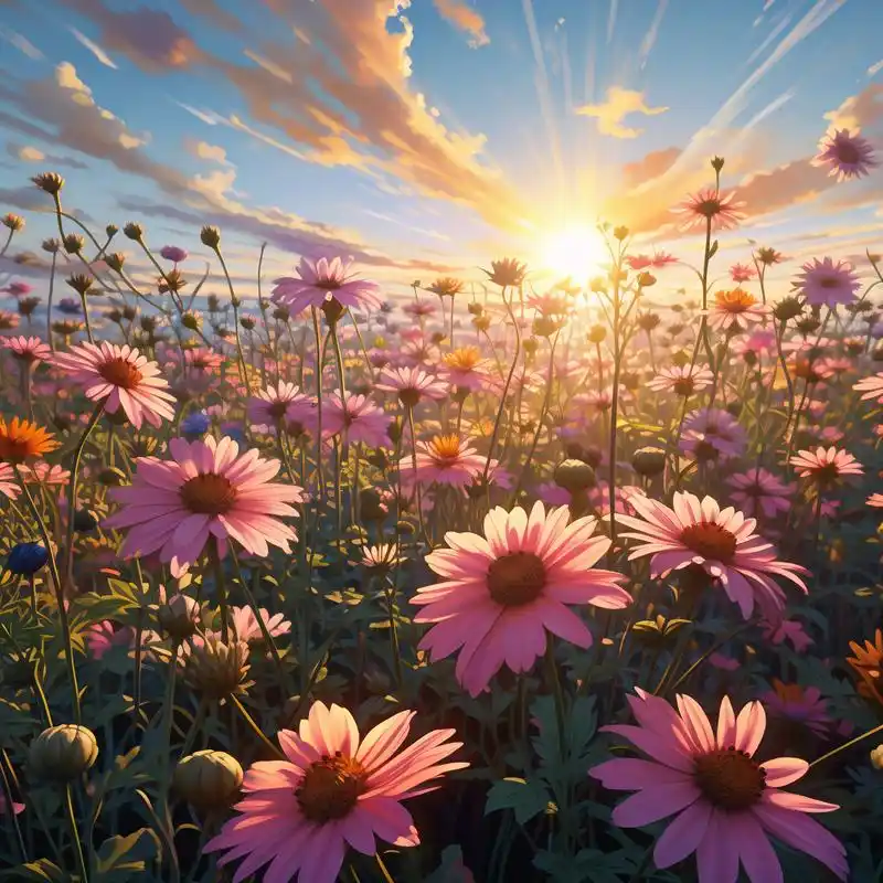 亲们,看看这款带来好运和身体健康的微信头像,沐浴在阳光下的花海,是