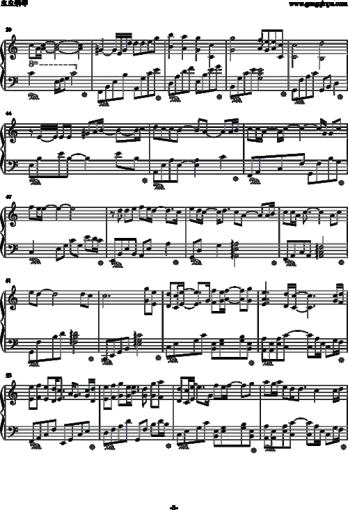 终于等到你 张靓颖 钢琴谱 简谱,五线谱