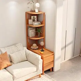 实木沙发边几小户型客厅樱桃木侧边柜日式可移动镂空角柜高柜角几