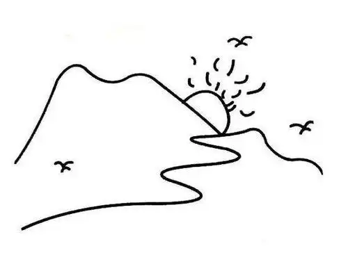 落日黄昏风景简笔画